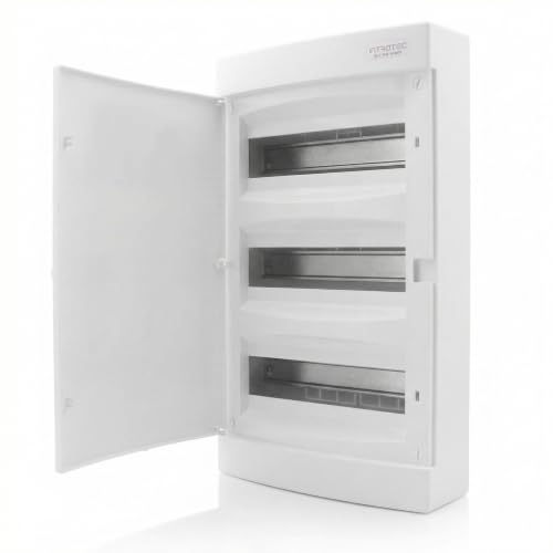 Intratec Sicherungskasten Aufputz 3 reihig IP40 Verteilerkasten Aufputz Gehäuse für 36 Module mit weißer Tür für einfache Installation Zuhause & Gewerbe 485 x 287 x 112 mm
