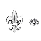 LOVES（ラブズ）ピンバッチ メンズ ラペルピン メッセージピン シルバー [高級タックピン＆ベルベット調ポーチ付き] (百合文様)