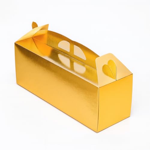 Générique Lot de 5 Boîtes à Bûches de Noël 33 x 11 x 12 cm + 5 Supports à Buches 30x10 cm - Boîtes à Gâteaux- Réversible Doré & Blanc - Idéale...