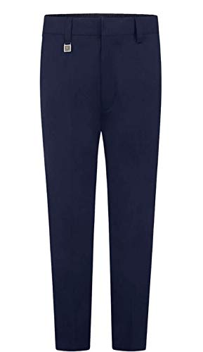 Pantalones escolares ajustados niño azul marino de 11-12 años con cintura elástica