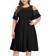 Summer Women Tank Plus Size Dress Lace Trim Maxi Solid Waist O-Neck Boho Irrugular Loose Asymmetr...