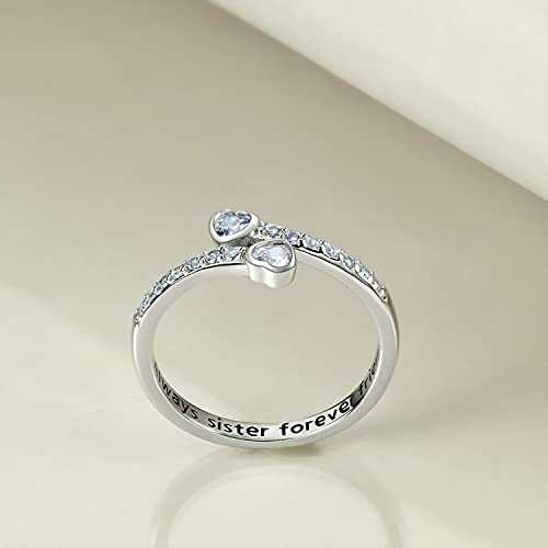 ONEFINITY Sister Rings: Silver, Halo, Contemporary, White Cubic Zirconia, Friendship, Adult, Jewelry2