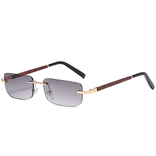 CGZWFERA-Vintage Rectangle Rimless Sunglasses Men Women Leg Small Sun Glasses Shades