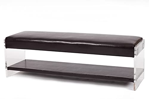 Iconic Home Chaplin Pu Leather Modern Contemporary Flat Seat Bottom Shelf Bench, Black, 53.35 X 16.73 X 17.52 (Bh19-13Bk-N-An) #TOP3