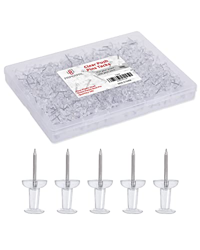 Paperpal 280 Clear Push Pins For Cork Board, Clear Thumb Tacks For Wall Hangings, Pushpins For Office School & Personal Use, Standard Size Push Pin Tacks (Clear, Plastic Head) #TOP3