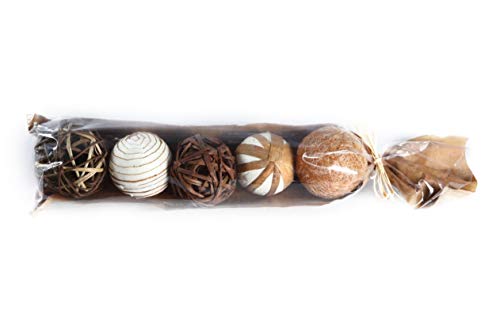 5 Assorted Accent Decoration Balls in Bag Potpourri Bowl Vase Filler in Natural Brown and White