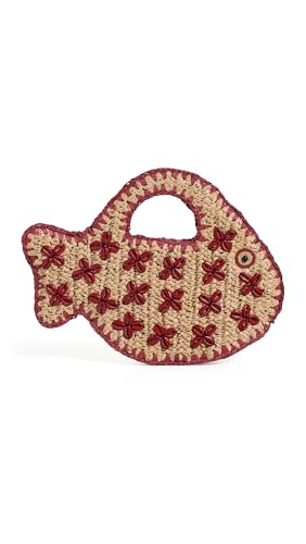SIMONMILLER Womens Puka Fish Bag Natural/Burgundy One Size
