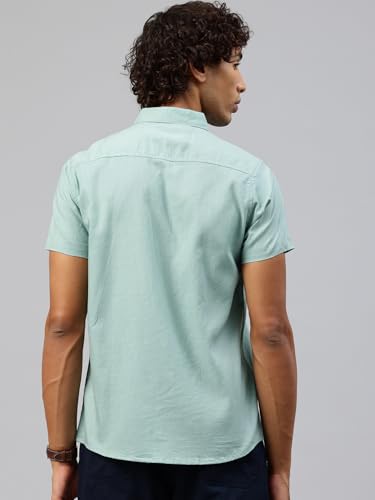 Image of Majestic Man Men Slim Fit Pure Cotton Solid Half Sleeve Casual Shirt