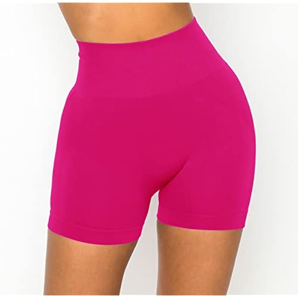 ALWAYS Pantalones cortos de bicicleta de cintura alta para mujer - Pantalones de yoga elásticos para entrenamiento atlético con control de abdomen, Smt10 / Fucsia, M
