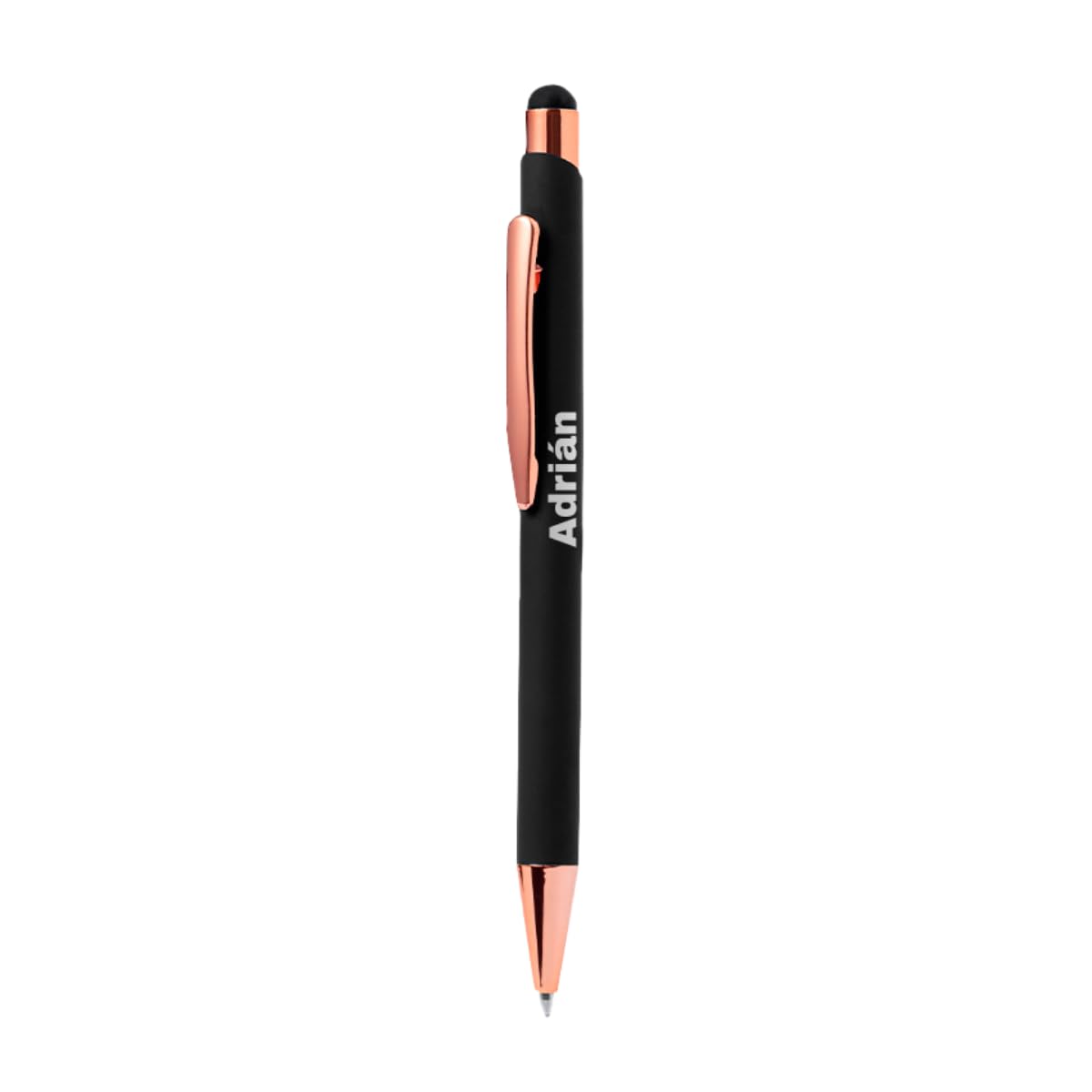 DEREGALOOS Bolígrafo Metálico Personalizado con Grabado Láser en Lateral. Con Puntero Táctil y Clip Metálico. Regalo Corporativo Elegante para Oficina, Eventos, Detalles de Empresa o Profesionales