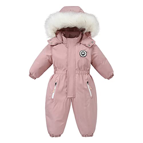 Bebé Niñas Traje de Nieve Mono Niños Impermeable Mameluco Chaquetas de Esquí Traje Niños Lana Abrigo Antivento Desgastar Rosado 12-18 Meses