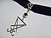 Sigil of Lucifer Silvertone Pendant on 13 to 15 inch Black Velvet Gothic Choker Witchy Halloween Satanic Necklace