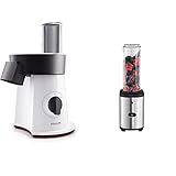 Philips Salatzubereiter – 200W, mit 5 Scheibeneinsätzen (HR1388/80) & WMF Kult X Mix & Go Mini Smoothie Maker, Standmixer, Blender elektrisch, Shake Mixer 300 Watt, Tritan-Kunststoff Flasche