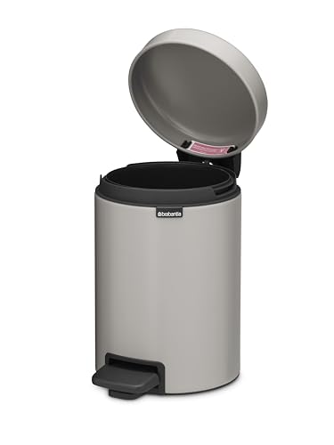 Image of Brabantia NewIcon Pedal Bin 0.8 Gallon /3L (Soft Gray), Soft-Closing Kitchen Garbage Can, Step-On Trash Can with Removable Inner Bucket, PerfectFit Trash Bag Pack Included