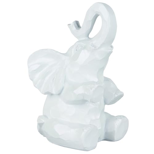 NOOKNAK Elephant Statue Decor - Brings Good Luck for Home Decor Office Shelf Living Room Display Collectible Figurine GiftWhite