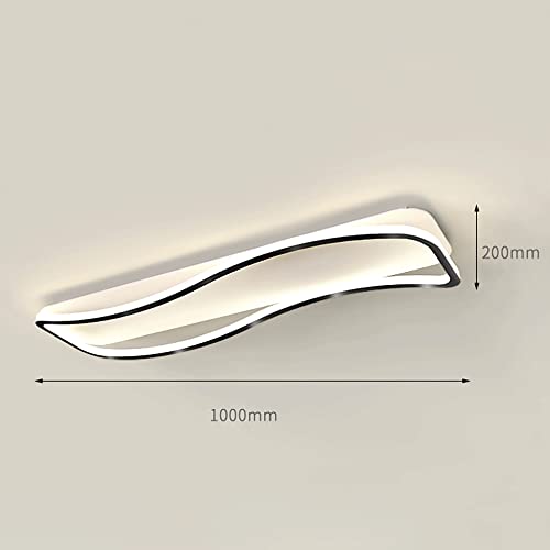 Lámpara de techo lineal LED negra de diseño delgado con 3 tonos de luz para dormitorio 5