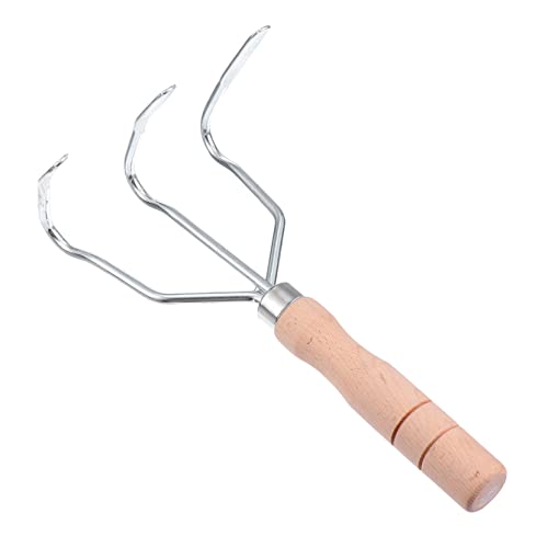 Abaodam 1pc Loose Soil Rake Garden Cultivator Hand Tool Garden Hand Tools Cultivator Garden Tool Hand Cultivator Tool Gardening Tool Garden Hand Cultivator Silver Carbon Steel