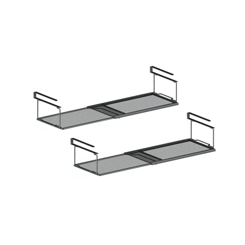 LunaMeet 吊り下げ棚 伸縮式 戸棚下 吊り戸棚 収納ラック 吊り下げラック 戸棚下収納ラック 吊戸棚 バスケット キッチン収納 掛け式 (ブラック, 2個入)