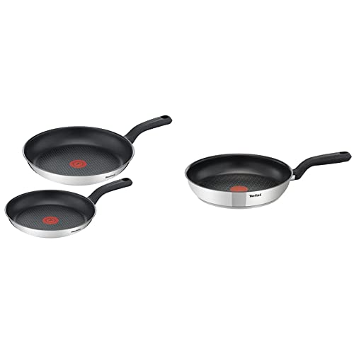 Tefal 2 Piece Comfort Max, 24cm & 28cm Frying Pans, Stainless Ste...