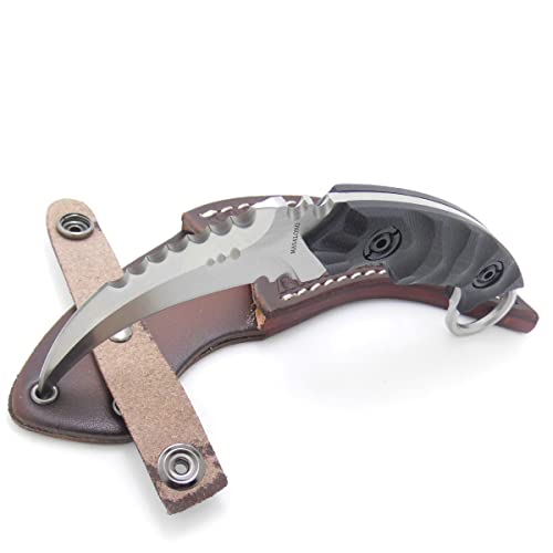 Masalong Outdoor Survival claw Tactical teeth Knife Double edged sharp Fixed Blade Knife With Sheath (Forged version)