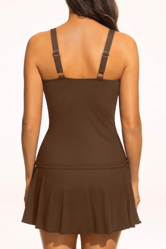 Image of Aqua Eve Women Tankini with Skirt - Tummy Control Swimsuit Two Piece Bathing Suit Ruffle Swimwear Ladies Swim Suit