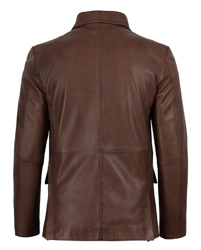 Image of fjackets Mens Leather Blazer Jacket - Real Lambskin Leather Sport Coat, 2-Button, Fully Lined, Business to Weekend