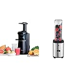 Panasonic Slow Juicer MJ-L501KXE Entsafter (150 W, schwarz) & WMF Kult X Mix & Go Mini Smoothie Maker, Standmixer, Blender elektrisch, Shake Mixer 300 Watt, Tritan-Kunststoff Flasche