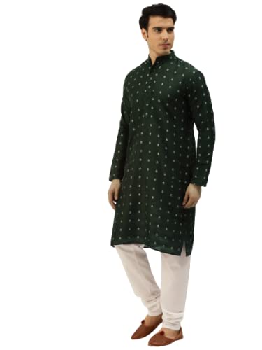 Image of SOJANYA (Since 1958 Men's Pure Cotton Mustard Embroidered Sequined Kurta