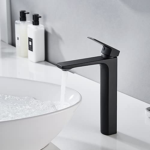 VOTON Black Vessel Sink Faucet Single Hole Tall Bathroom Faucet, Rv Lavatory Vanity Faucet Basin Mixer Faucet Solid Brass 1.2 GPM… by VOTON - Used condition - Image 3