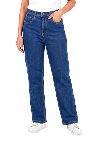 Image of Women's High Rise Wide Leg Denim Jeans | Stretchable Casual Blue Jeans for Women | Classic 5 Pocket Style | Comfortable Everyday Wear