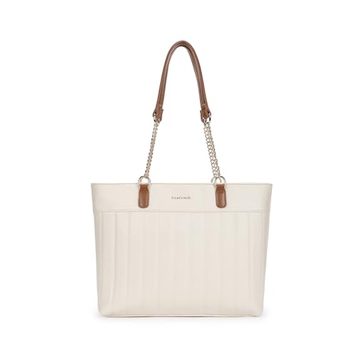 Image of Fastrack Quilted Tote Bag for Women | Faux Leather Shoulder Bag with Dual Chain Handles, Zip Closure & Organiser Pockets | Elegant Everyday Tote for College, Brunch & Casual Outings