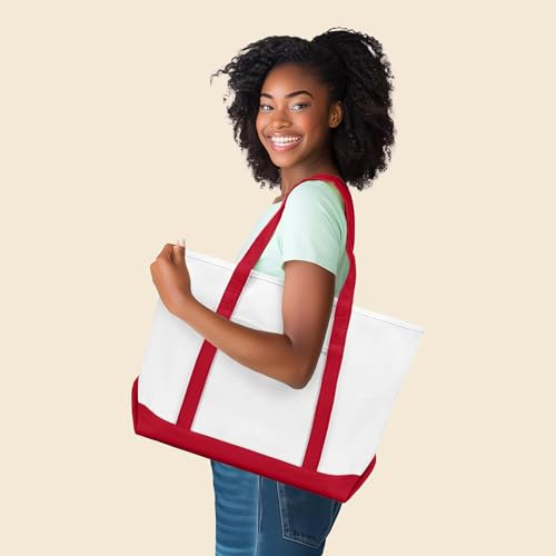 Image of DALIX 23 inch Premium 24 oz. Cotton Canvas Shopping Tote Bag