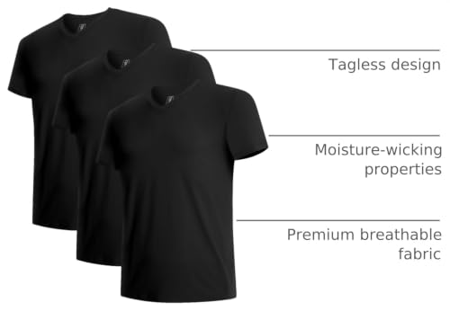 Image of BAMBOO COOL Men's Undershirts V Neck, Moisture-Wicking Soft T-Shirts 3 Pack | Stay Tucked Classic Fit Tag-Free, Softness Breathable Comfort Cooling, V-neck t shirts for men, Summer T's, Short Sleeves Tee