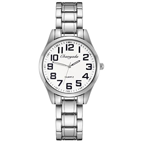 Nextstart Women Big Digital Stainless Steel Female Quartz Wrist Watches Clock Cover