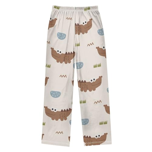 Cute Crocodiles Boys Pants Boys Athletic Pants Long Pant for Boywith Pockets Wide-Leg Size 6-14Y2
