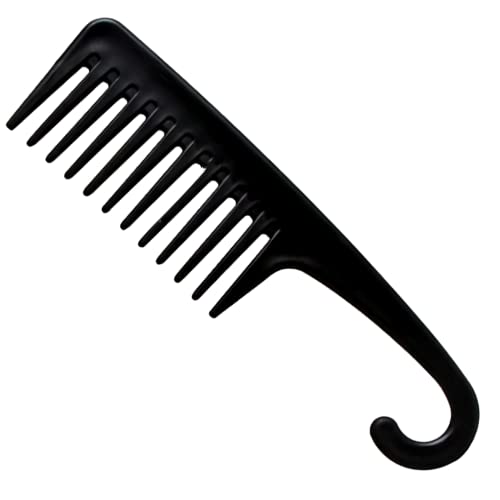 Peigne à Dents Larges, Peigne de Douche, Peigne Coiffant, Avec Manche à Crochet pour le Démêlage des Cheveux Mouillés ou Bouclés