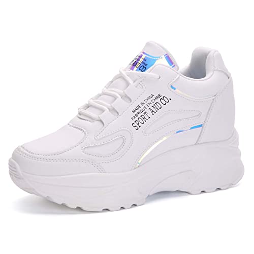 Colore: bianco a MIXSEN Scarpe da Ginnastica con Zeppa Interna da Donna Sneakers Alte con Zeppa Leggere Casual Plateau Alta 8 CM(Bianco-A,36)