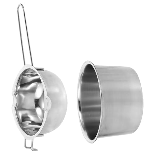 Tofficu Pentola per Fusione della Cera in Acciaio Inox 304 da 600 Ml Doppio Fondo per Bagnomaria, Pentola per Sciogliere Cioccolato e Burro, per Cucina Domestica e Pasticceria