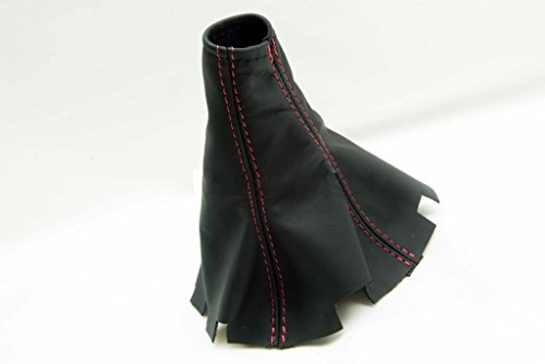 Fits 2008-2013 Subaru Impreza WRX STI Real Black Leather Manual Shift Boot with Red stitching. (Leather Part Only)