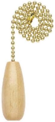 Westinghouse Lighting 77087 Light Fixture Pull Chain With Wooden Handle, Brass