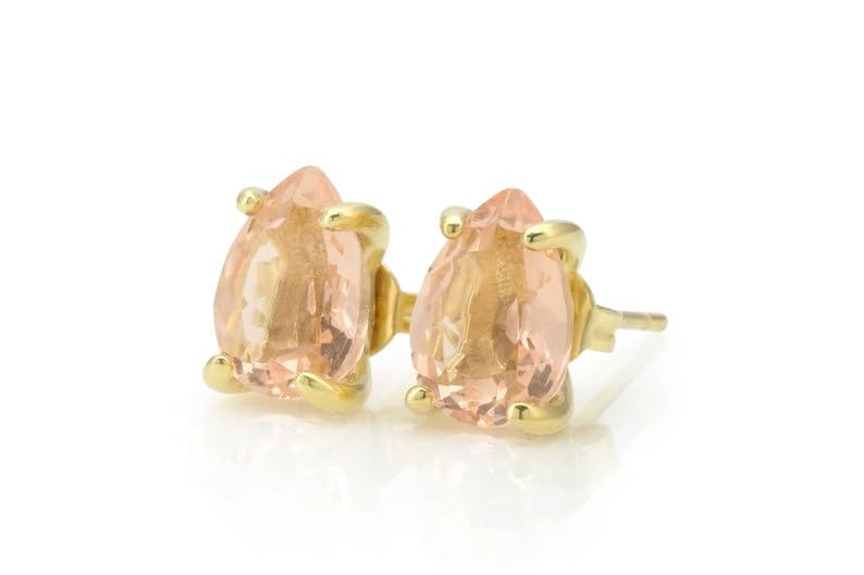 Morganite naturelle puces d'oreilles poire le cadeau idéal - 2