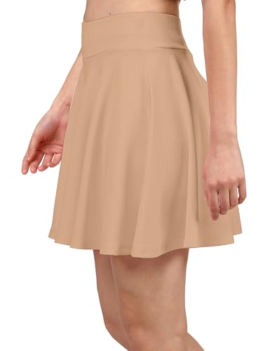 Image of Mehrang Spandex Women's Classic Stretchy All Time Trendy Skater Skirt with Attached Inner Shorts and Flared Inskirt