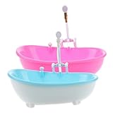 KICHOUSE 2個電動ミニ浴槽カップ シャワー 付 多用途プラスチック製浴槽型ドリンクカップ ピンク ブルー間白