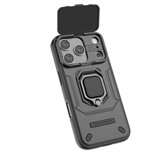 Image of SHINESTAR Tough Armor iPhone 17 Pro Bumper Back Case Cover | Ring Holder & Sliding Camera Shield Cover | 360 Degree Protection Back Case Cover for iPhone 17 Pro (Black)