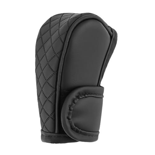 Image of STHIRA Premium PU Leather Car Gear Knob Cover Fashionable Anti-Slip, Durable & Universal Fit Car Gear Cover Protects Against Scratches /Wear, Enhances Car Interior, Black Color, 12 * 9 * 5cm