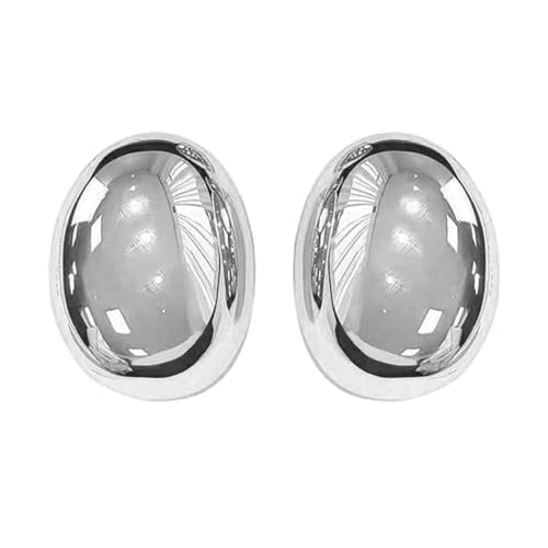 FUXIU Pendientes de clip de oro y plata, únicos y elípticos, superficies lisas, versátiles accesorios de joyería para fiestas, Como descripción detallada