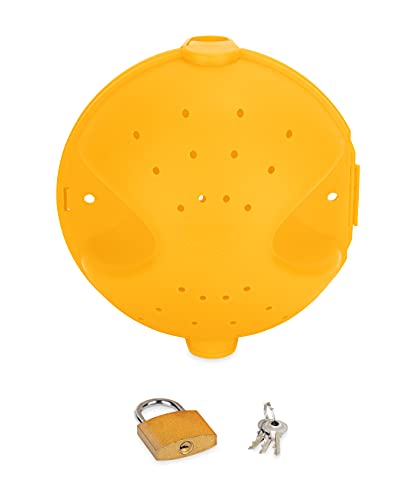 Camco Durable Protective Power Ball Lock for Outdoor Cables - Encloses Two Connected Cables, Protects Cables from Outdoors Great for RV Power Cords (55000), Yellow