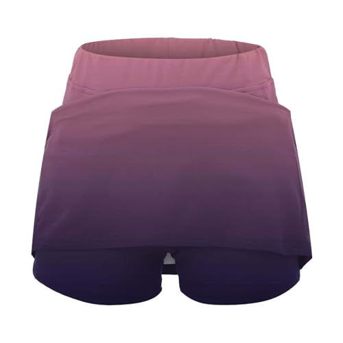 Elogoog Saia feminina esportiva moderna com bolsos gradiente cintura média culottes tênis culottes f
