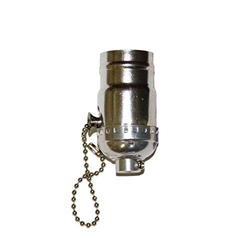 Chrome Pull Chain Socket, Medium Base, On/Off Switch, Single Circuit Design, 250 Watts Max, 250 Volts_La848 #TOP8