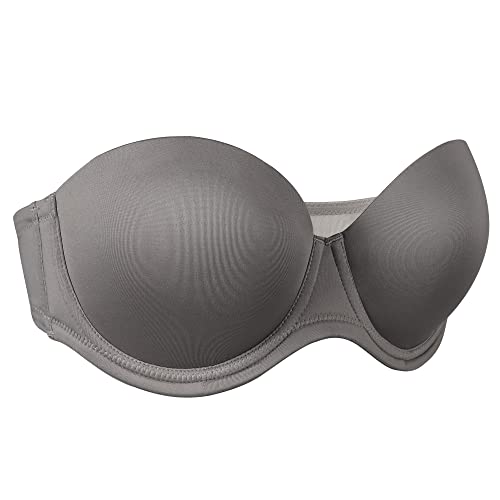 Haci Multiway Coverage Underwire Plus Size Seamless Strapless Bras(34H, Gray) #TOP1